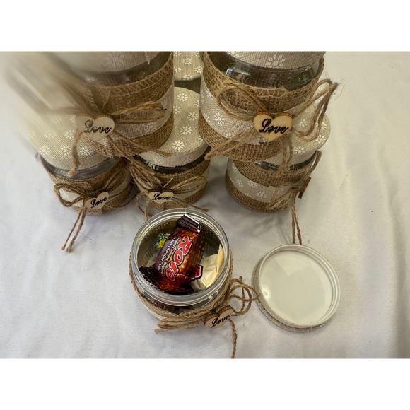 10 Mini plastic Jars Wedding Favors Party Bridal Shower Sweetheart Gifts - Picture 6 of 12